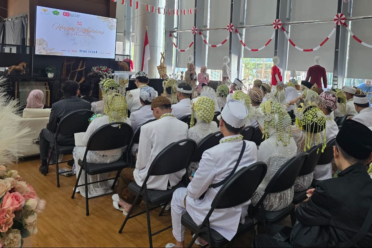 ebanyak 87 pasangan WNI di Taiwan mengikuti prosesi nikah massal yang difasilitasi Kementerian Agama (Kemenag) dan Kantor Dagang dan Ekonomi Indonesia (KDEI) Taipei, Minggu (25/8/2025).