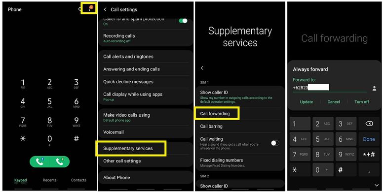Cara menon-aktifkan fitur call forward atau pengalihan panggilan melalui ponsel Android.