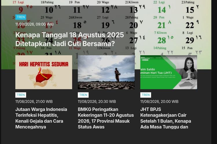 [POPULER TREN] Alasan 18 Agustus 2025 Ditetapkan Jadi Cuti Bersama | Kebiasaan di Kamar Mandi yang Picu Stroke