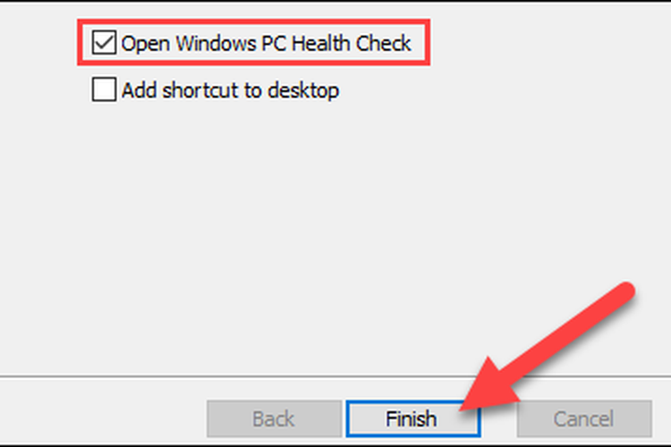 Jendela yang muncul saat tahap pemasangan aplikasi Windows PC Health Check