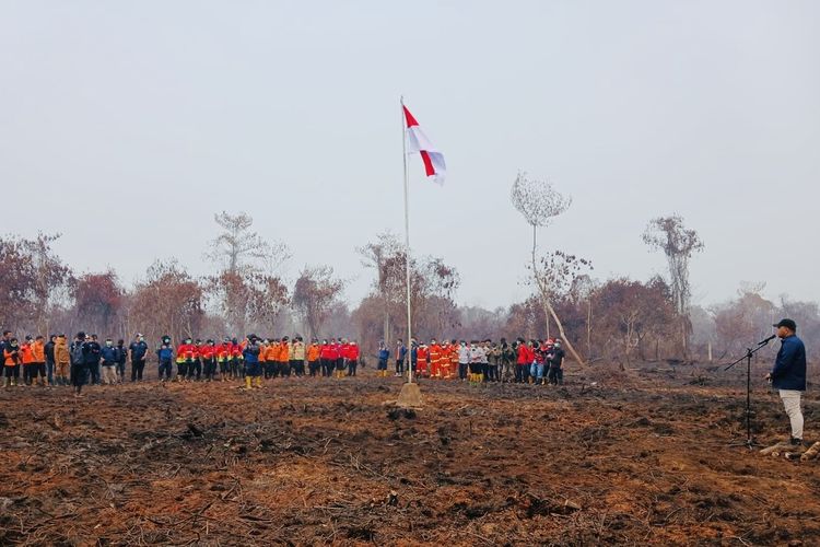Hutan Bekas Kebakaran di Kubu Raya Dijadikan Upacara HUT ke-81 RI