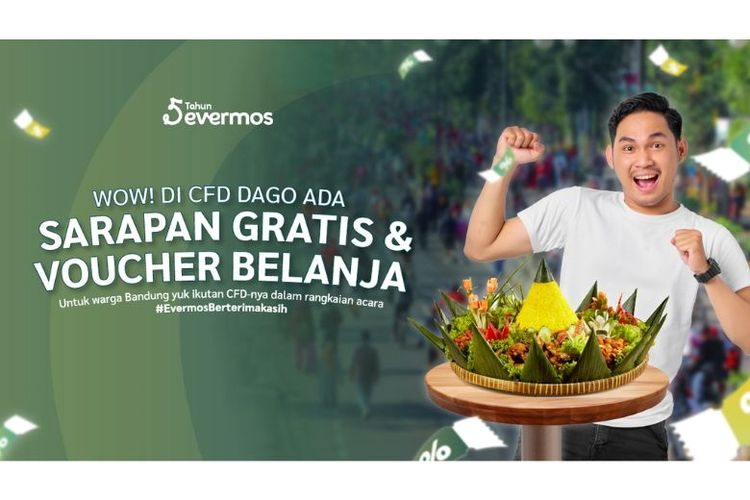 Platform e-commerce Evermos menggelar perayaan hari ulang tahun (HUT) ke-5 di Car Free Day (CFD) Dago, Bandung, Jawa Barat, Minggu (3/12/2023). 