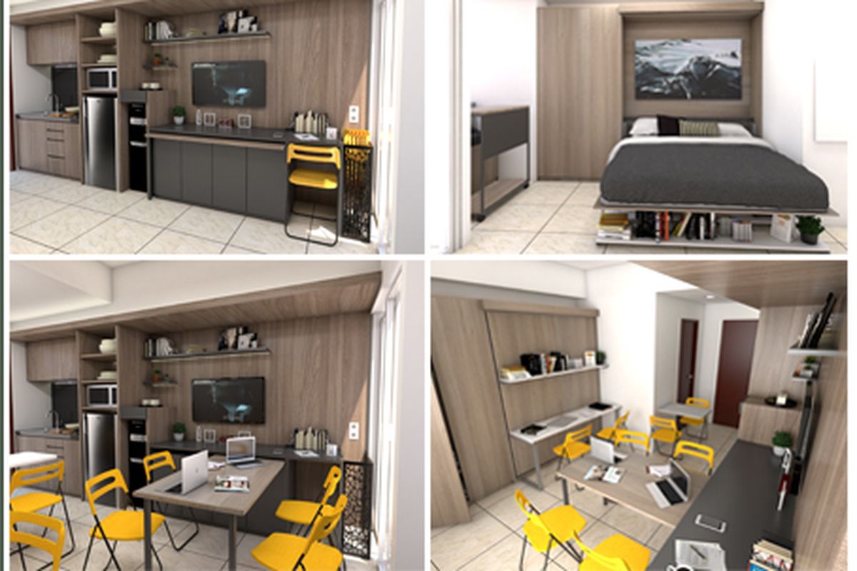 Contoh tampilan smart transform furniture yang dapat memaksimalkan ruang.