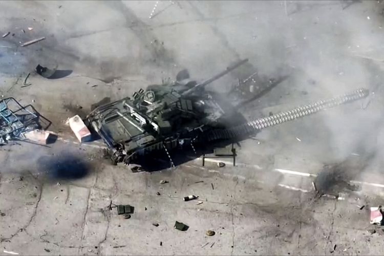 Kendaraan militer Ukraina yang hancur di Belgorod, perbatasan Rusia-Ukraina. Foto ini dirilis Kementerian Pertahanan Rusia pada 12 Maret 2024.