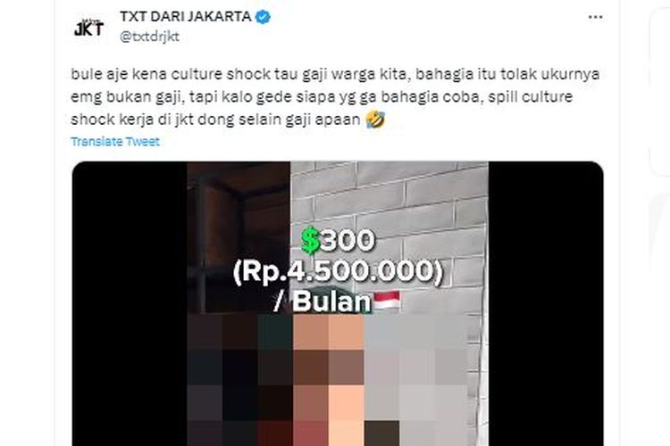 Tangkapan layar video yang menampilkan bule terkejut saat tahu rata-rata gaji di Indonesia