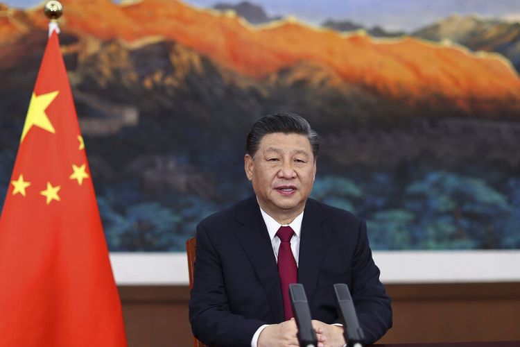 Presiden China Xi Jinping menyampaikan pidato utama melalui video untuk upacara pembukaan Konferensi Tahunan Boao Forum for Asia (BFA), di Beijing pada hari Selasa, (20/4/2021).