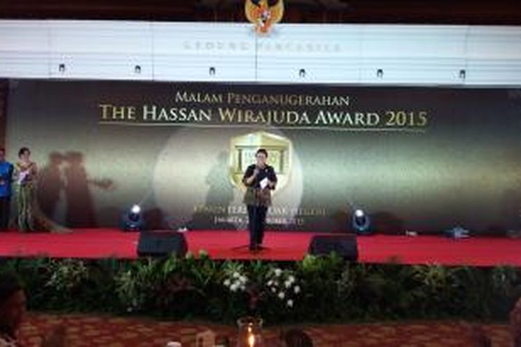 Menteri Luar Negeri RI Retno Marsudi, dalam Malam Penganugerahan The Hassan Wirajuda Award 2015, di Balai Kartini, Jakarta, Selasa (20/10/2015).