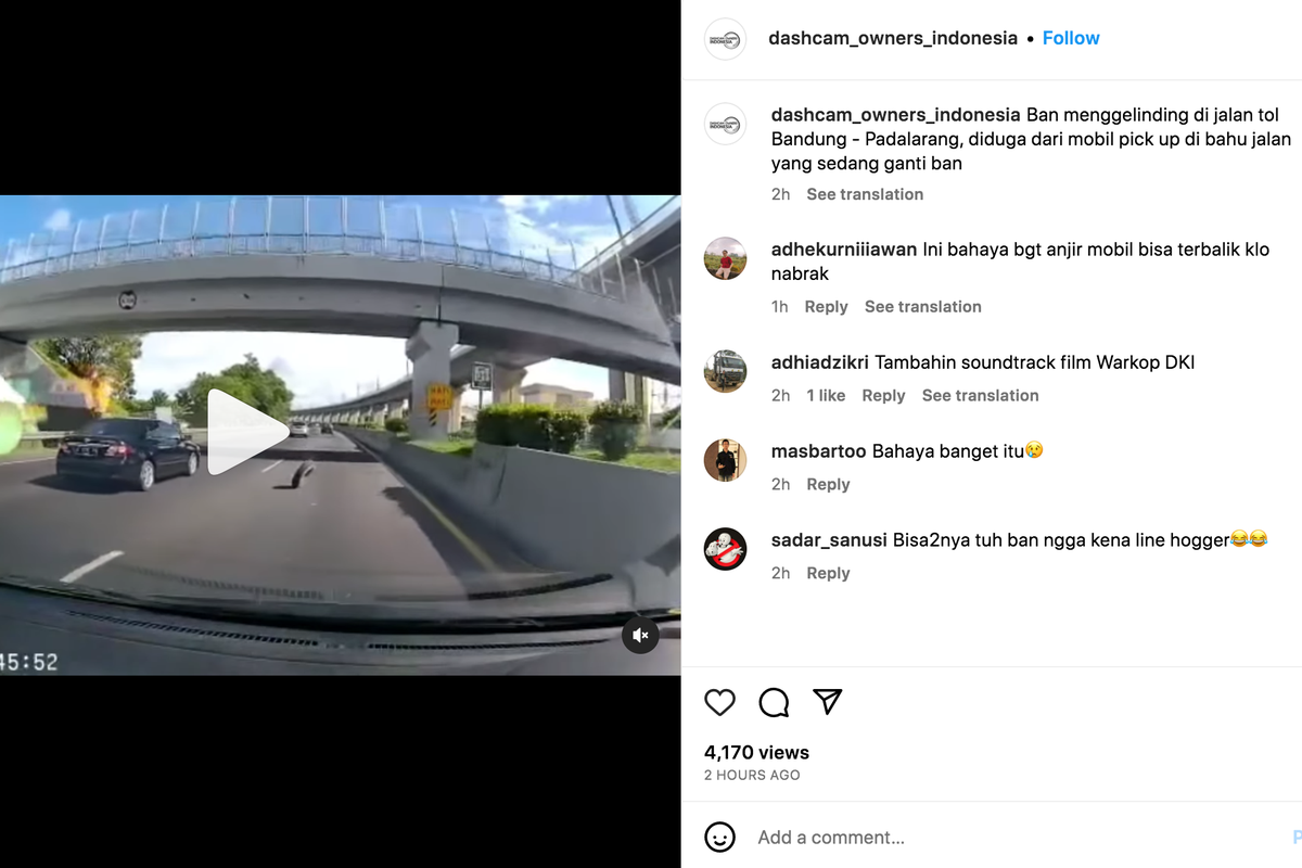 Video ban mobil terlepas