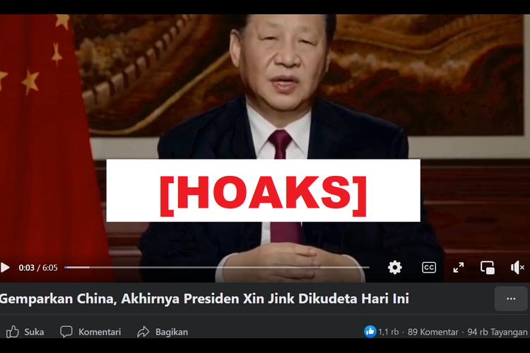 Hoaks, Presiden China Xi Jinping dikudeta