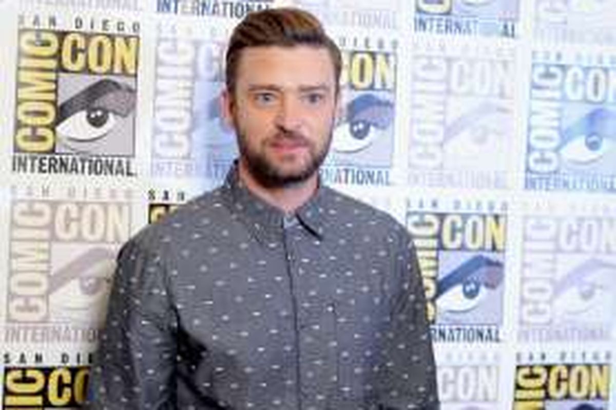 Aktor sekaligus penyanyi Justin Timberlake menghadiri konferensi pers DreamWorks Animation pada ajang Comic-Con International 2016 di Hilton Bayfront, San Diego, Kamis (21/7/2016).