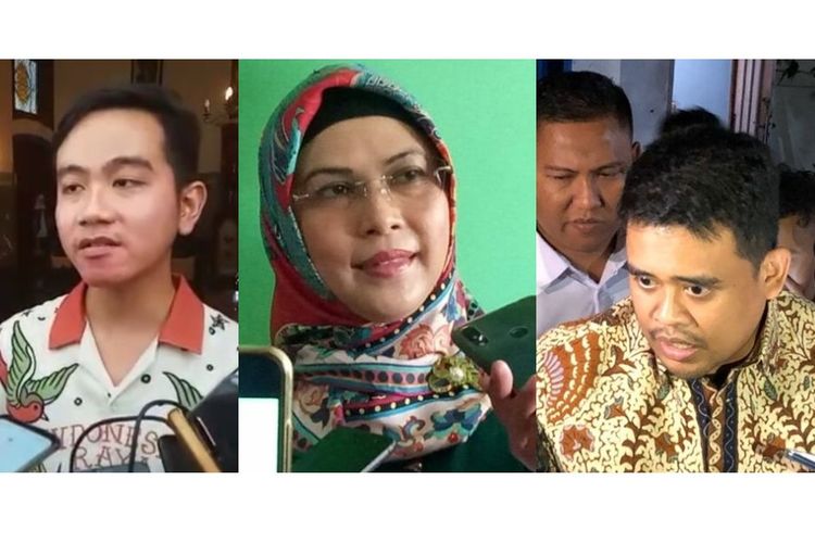 Foto Gibran Rakabuming Raka, Siti Nur Azizah, dan Bobby Afif Nasution.