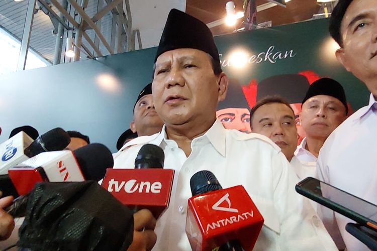 Ketua Umum Partai Gerindra Prabowo Subianto saat ditemui di ICE BSD, Tangerang Selatan, Minggu (30/7/2023). 