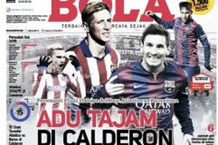 Sampul Harian BOLA edisi Rabu (28/1/2015).