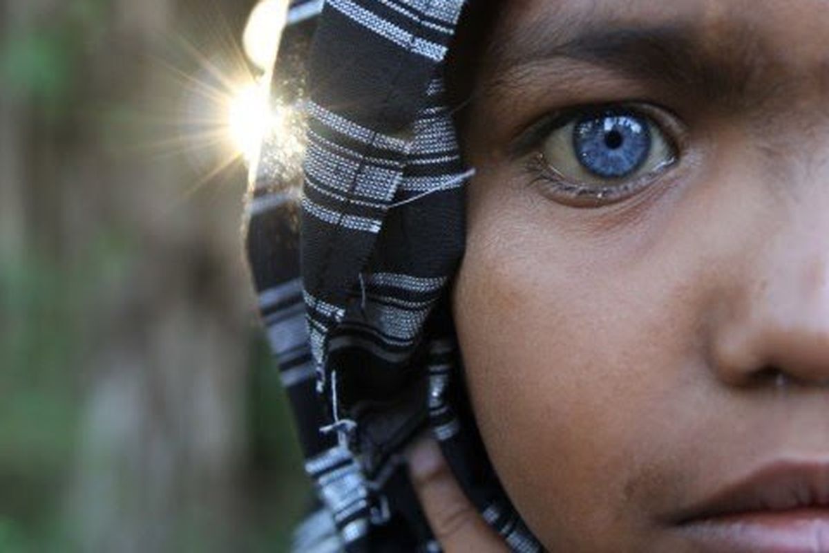 A child from the Buton tribe who has blue eyes, Tuesday, Sept 15, 2020.