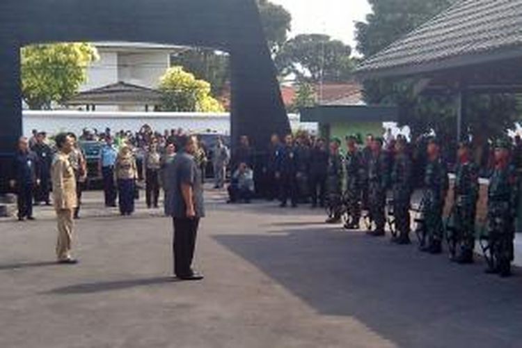 SBY saat berkunjung ke Korem 072/Pamungkas, Kamis (15/10/2014).