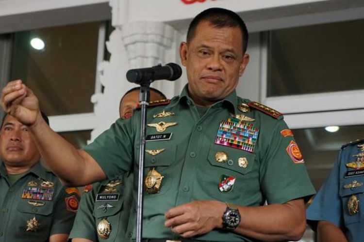 Panglima TNI Jenderal Gatot Nurmantyo saat ditemui di Mabes TNI, Cilangkap, Jakarta Timur, Rabu (11/1/2017).