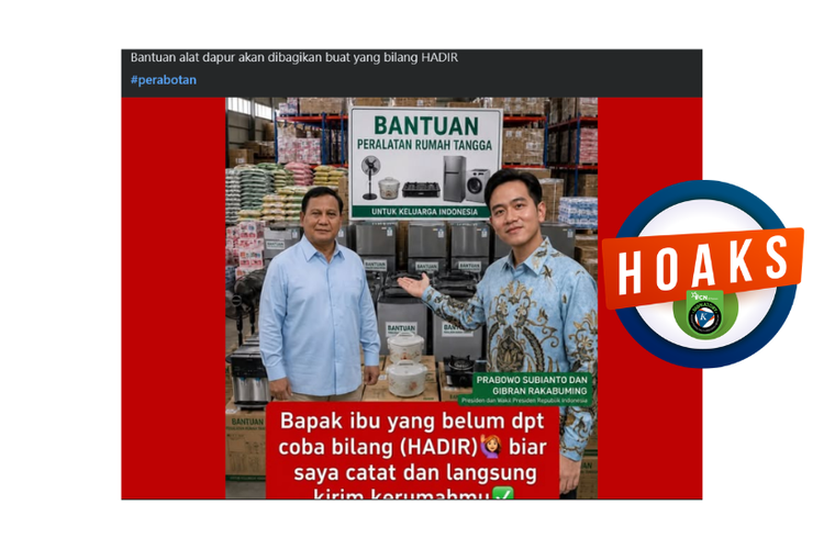 INFOGRAFIK: Hoaks Bantuan Alat Dapur dari Prabowo-Gibran, Simak Bantahannya