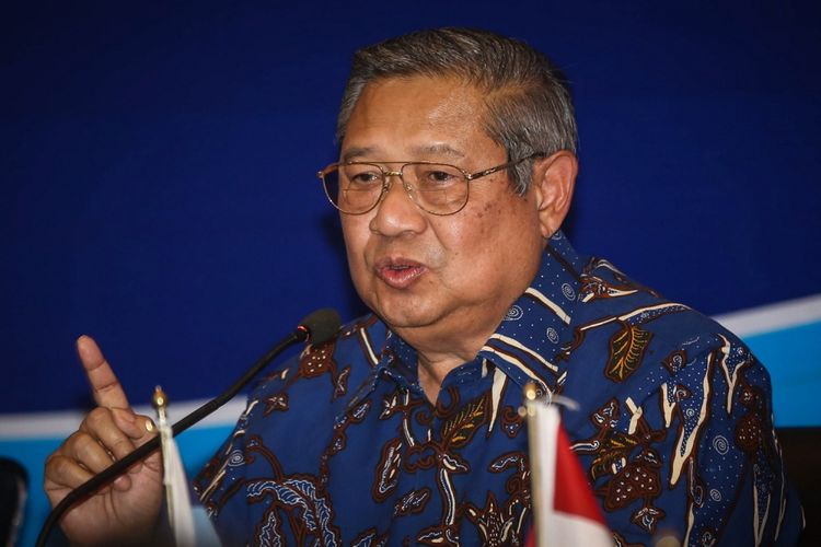 Ketua Umum Partai Demokrat Susilo Bambang Yudhoyono saat memberi sambutan di acara 