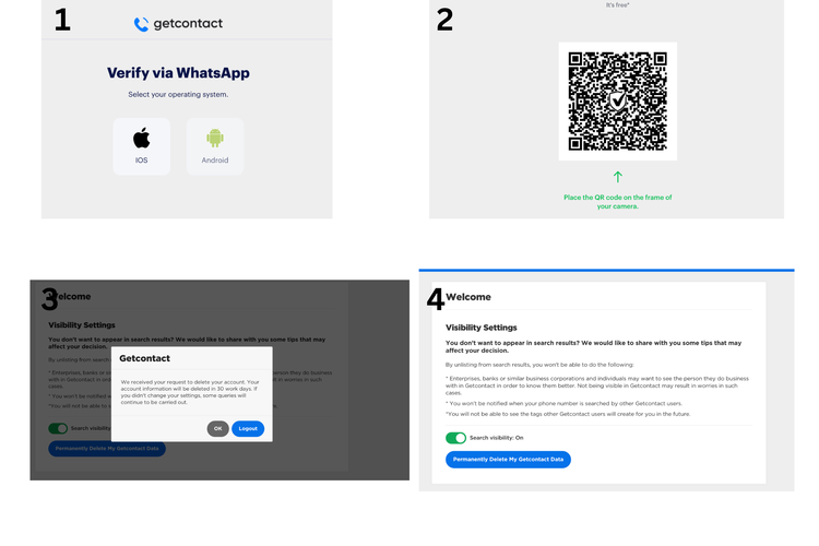 Ilustrasi cara hapus data di GetContact