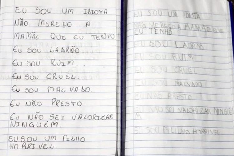 Buku catatan Miguel dos Santos Rodrigues, anak laki-laki 7 tahun yang dibunuh dan dibuang oleh ibunya. [Via The Sun]
