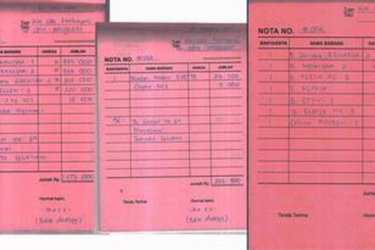 Nota pembelian batik oleh Wa Ode Nurhayati di butik batik deutzyg.com milik Tasniem Fauzia Rais.