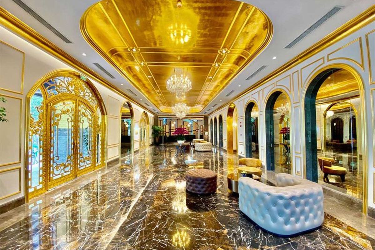 Ilustrasi desain interior Dolce Hanoi Golden Lake Hotel di Vietnam.