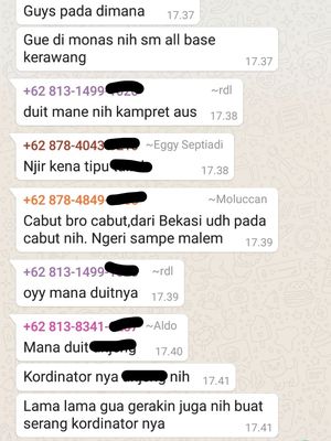 Percakapan di dalam WAG yang mengatasnamakan anak STM