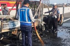 Pikap Muatan Barang Rumah Tangga Ludes Terbakar di Tol Kejapanan Pasuruan