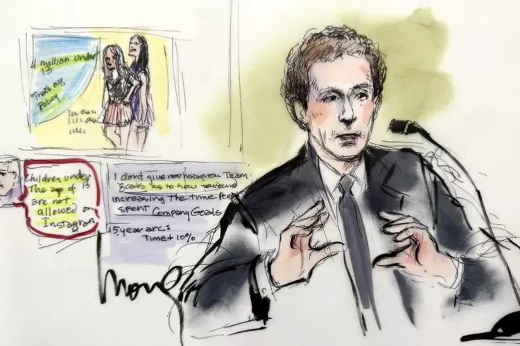 CEO Meta Mark Zuckerberg memberikan kesaksian dalam persidangan penting mengenai apakah platform media sosial sengaja membuat anak-anak kecanduan dan membahayakan mereka. Februari 2026.