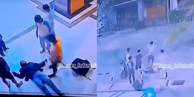 Tangkapan layar CCTV pengeroyokan Arjun Tamaraya (21) di Masjid Agung Sibolga, Sumatera Utara, Sabtu (1/11/2025).