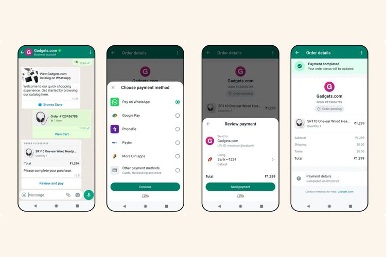 Meta kini juga mempermudah pengguna di India untuk menyelesaikan transaksi dan melakukan pembayaran di dalam chat WhatsApp.