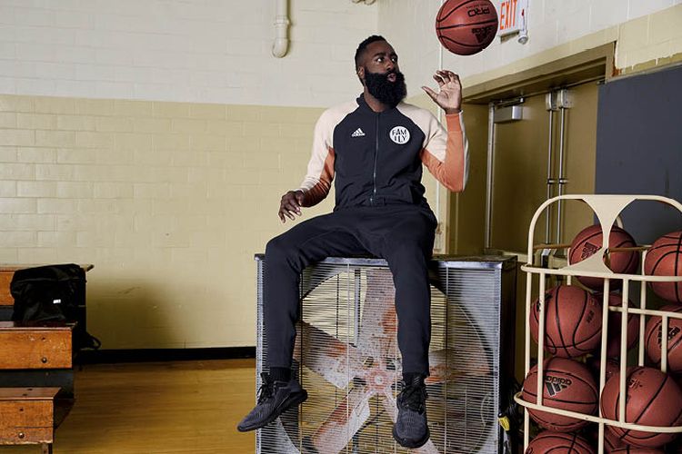 James Harden dengan jaket VRCT adidas