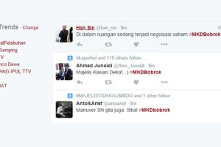Tagar #MKDBobrok jadi trending topic di linimasa twitter Indonesia.