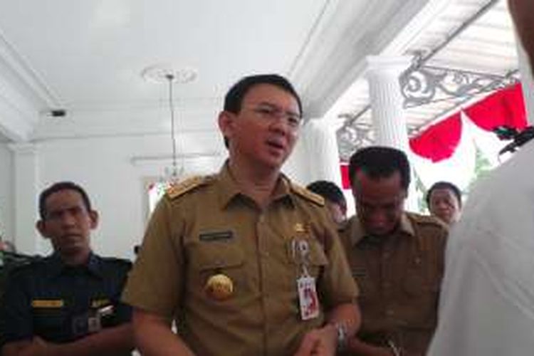 Gubernur DKI Jakarta Basuki Tjahaja Purnama saat berada di Balai Kota DKI Jakarta, Selasa (14/6/2016).