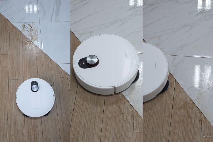 Tes singkat Xiaomi Robot Vacuum 5 untuk mengepel lantai yang ketumpahan cairan kopi.
