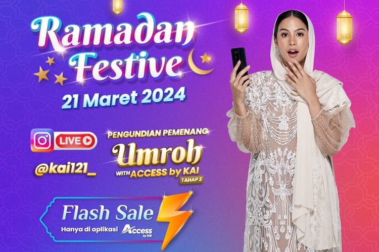 PT Kereta Api Indonesia (KAI) mengadakan promo Flash Sale Ramadan Festive tiket kereta untuk tanggal perjalanan 27 Maret 2024 sampai dengan 26 April 2024.