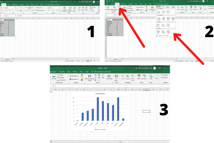 Cara membuat diagram batang di excel