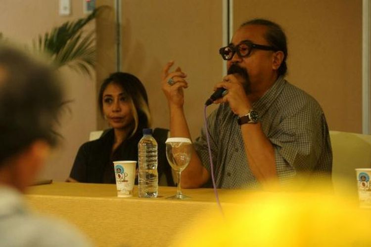 Djaduk Ferianto dan Trie Utami saat jumpa pers penyelangaraan Ngayogjazz ke 9 dengan tema Bhineka Tunggal Jazznya