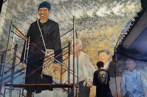 Mural Jokowi Berbaju Adat Baduy Hiasi Tembok Pertokoan di Solo