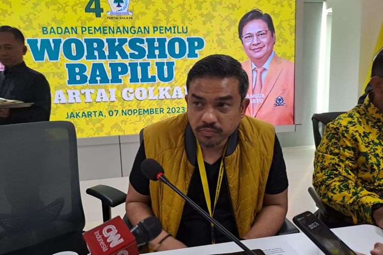 Ketua Bappilu Partai Golkar Maman Abdurrahman saat ditemui di kantor DPP Golkar, Jakarta, Selasa (7/11/2023). 