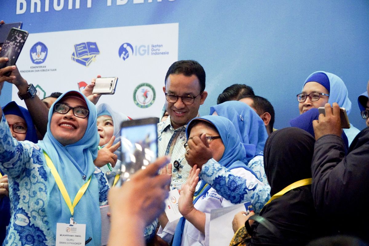 Anies Baswedan, Gubernur DKI Jakarta pada pembukaan rapat koordinasi nasional Ikatan Guru Indonesia (IGI) dalam ajang GESS 2018 yang berlangsung di Jakarta Convention Center (JCC), 26-28 September 2018.