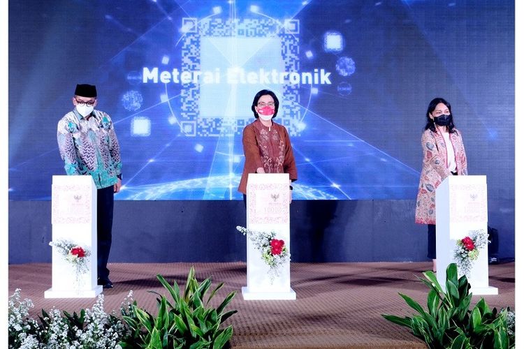 Peluncuran Meterai Elektronik di Kantor Pusat Direktorat Jenderal Pajak (DJP) yang diresmikan oleh Menteri Keuangan, Direktur Jenderal Pajak dan DIrektur Utama Peruri