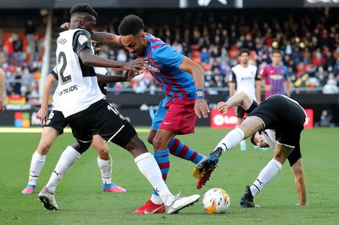 HT Valencia Vs Barcelona: Aubameyang Buka Keran Gol, Blaugrana Unggul 3-0