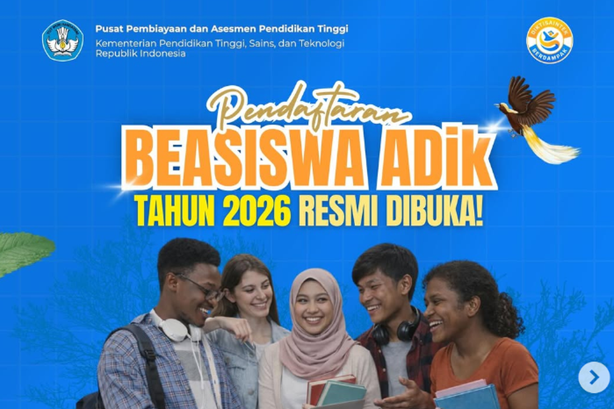Beasiswa ADIK Kemendikti 2026 Dibuka, Simak Syarat dan Cara Daftarnya