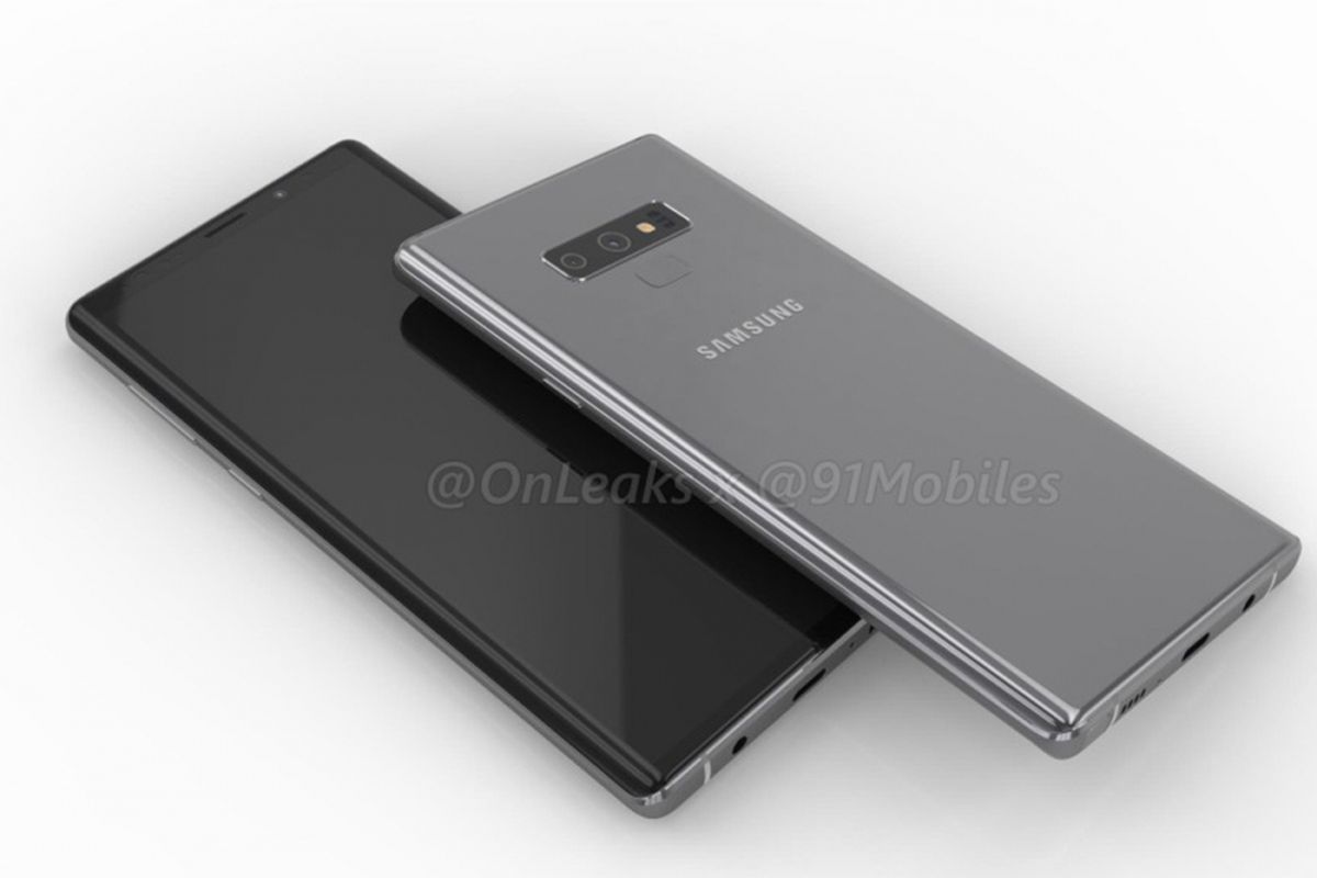 Bocoran gambar render Galaxy Note 9, dengan pemindai sidik jari yang dipindah ke bawah modul kamera. 