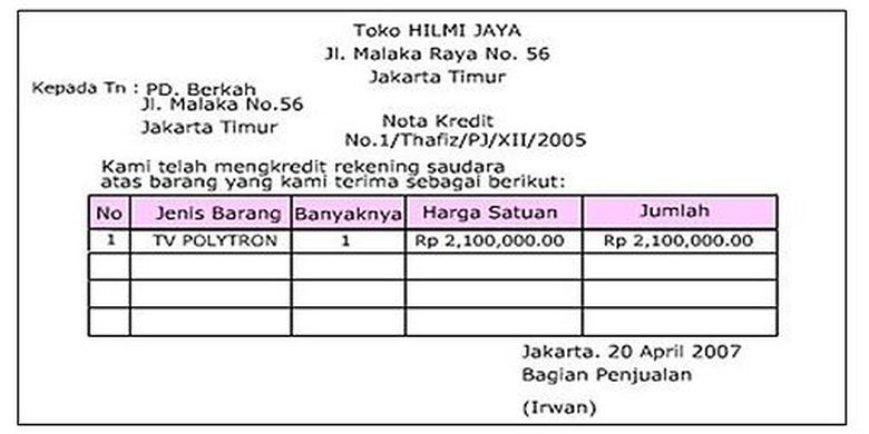 Debit nota Pengertian Nota