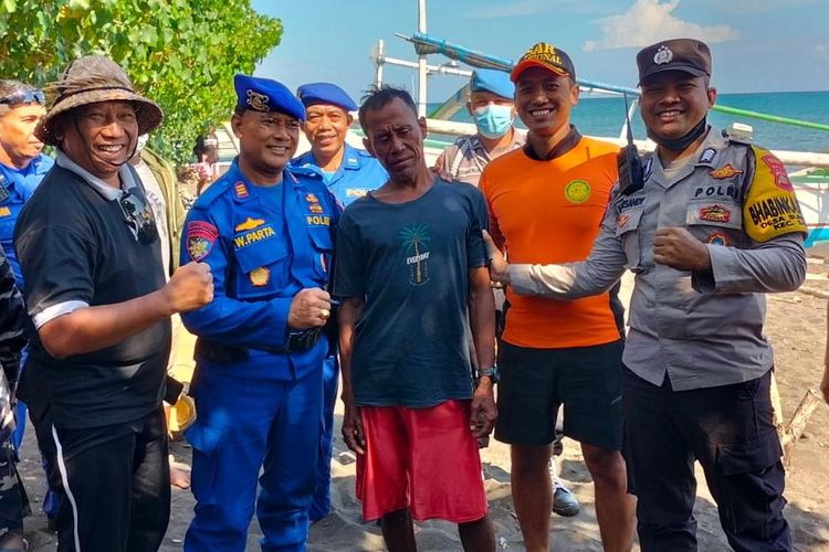 Seorang nelayan bernama Made Subagia (45) asal Desa Bungkulan, Kecamatan Sawan, Kabupaten Buleleng, Provinsi Bali ditemukan selamat setelah terombang-ambing di rumah ikan di tengah laut perairan Kota Singaraja, Selasa (24/5/2022).