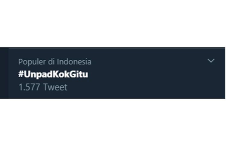 Tangkapan layar trending Twitter #UnpadKokGitu.