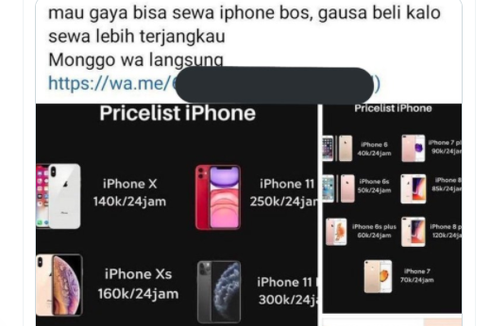 Ada Jasa Sewa iPhone di Pontianak, Harganya Rp 40.000 hingga Rp 400.000 per Hari