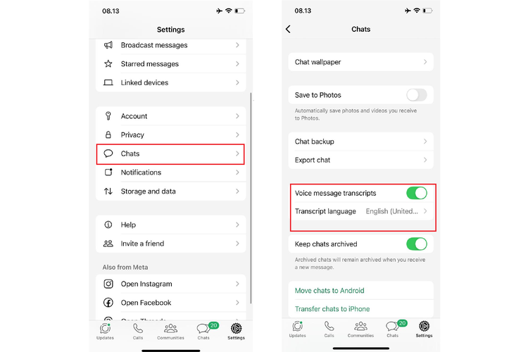 Ilustrasi cara transkrip Voice Note WhatsApp dengan Voice Message Transcripts.